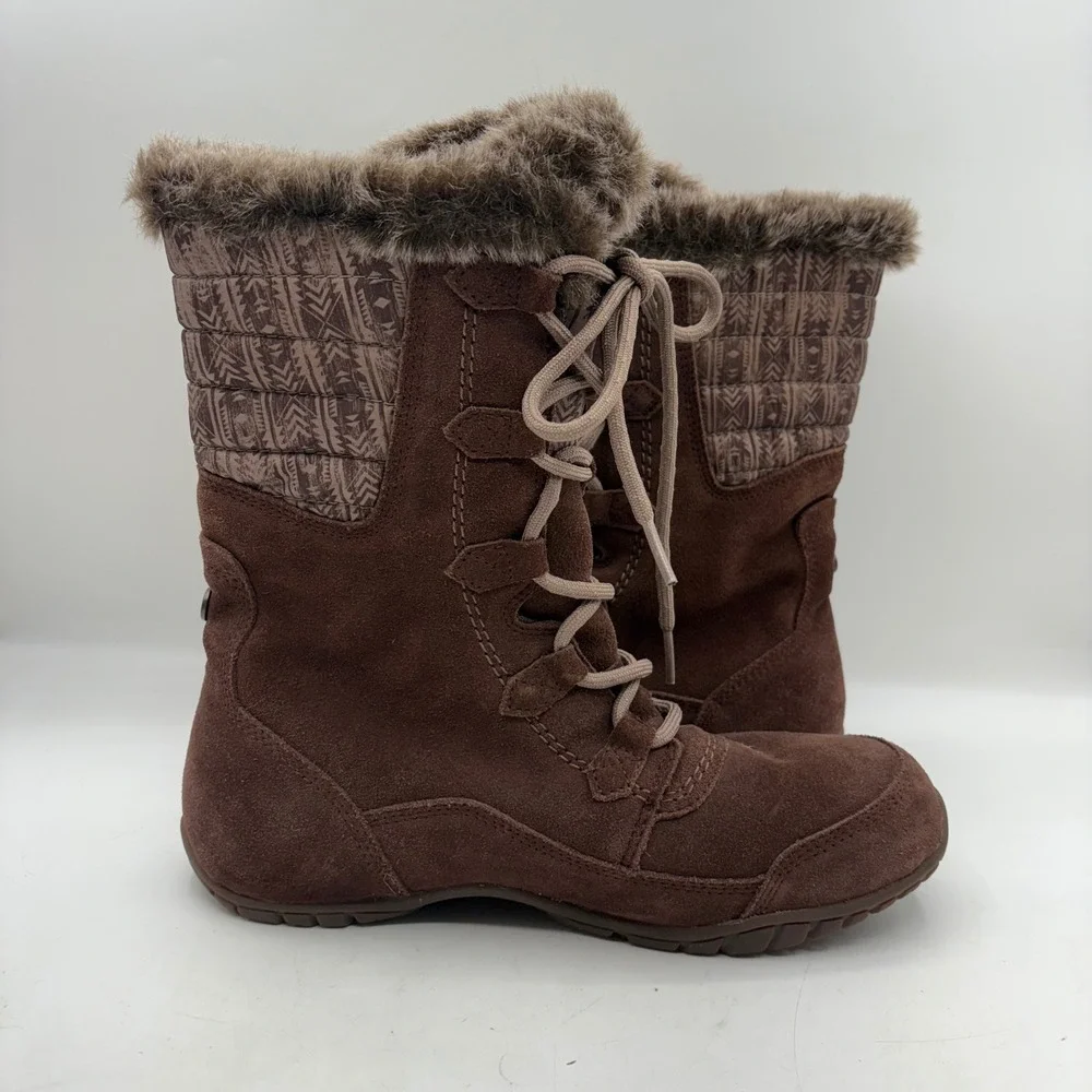 The North Face Womens Nuptse Purna II Brown Waterproof Suede Winter Boots Size 8